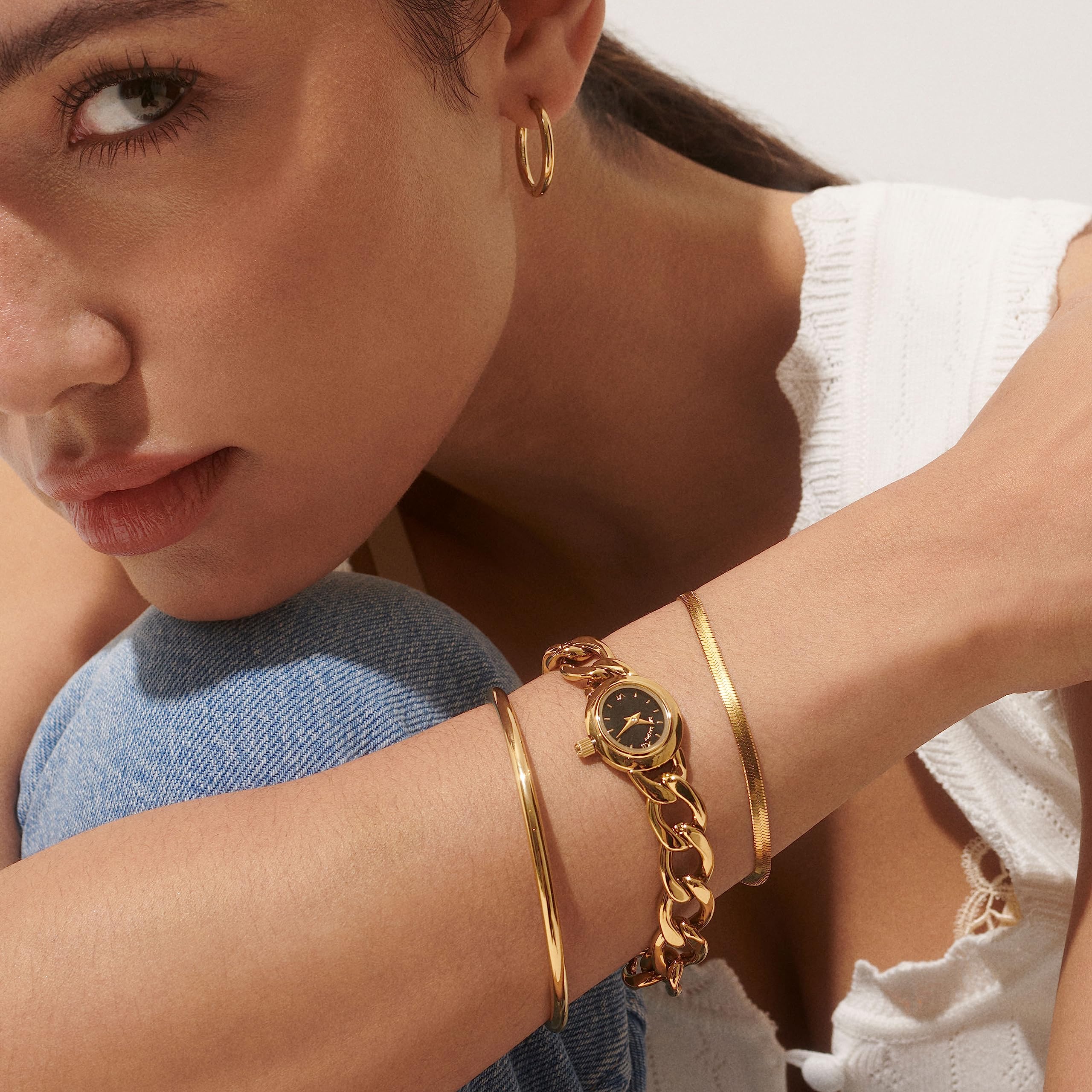 Hey Harper Gold Bracelet For Women Trendy - 14K Gold Dainty Bracelet - Waterproof Sweatproof Non Tarnish Jewelry Gift for Women and For Everyday - Image 8