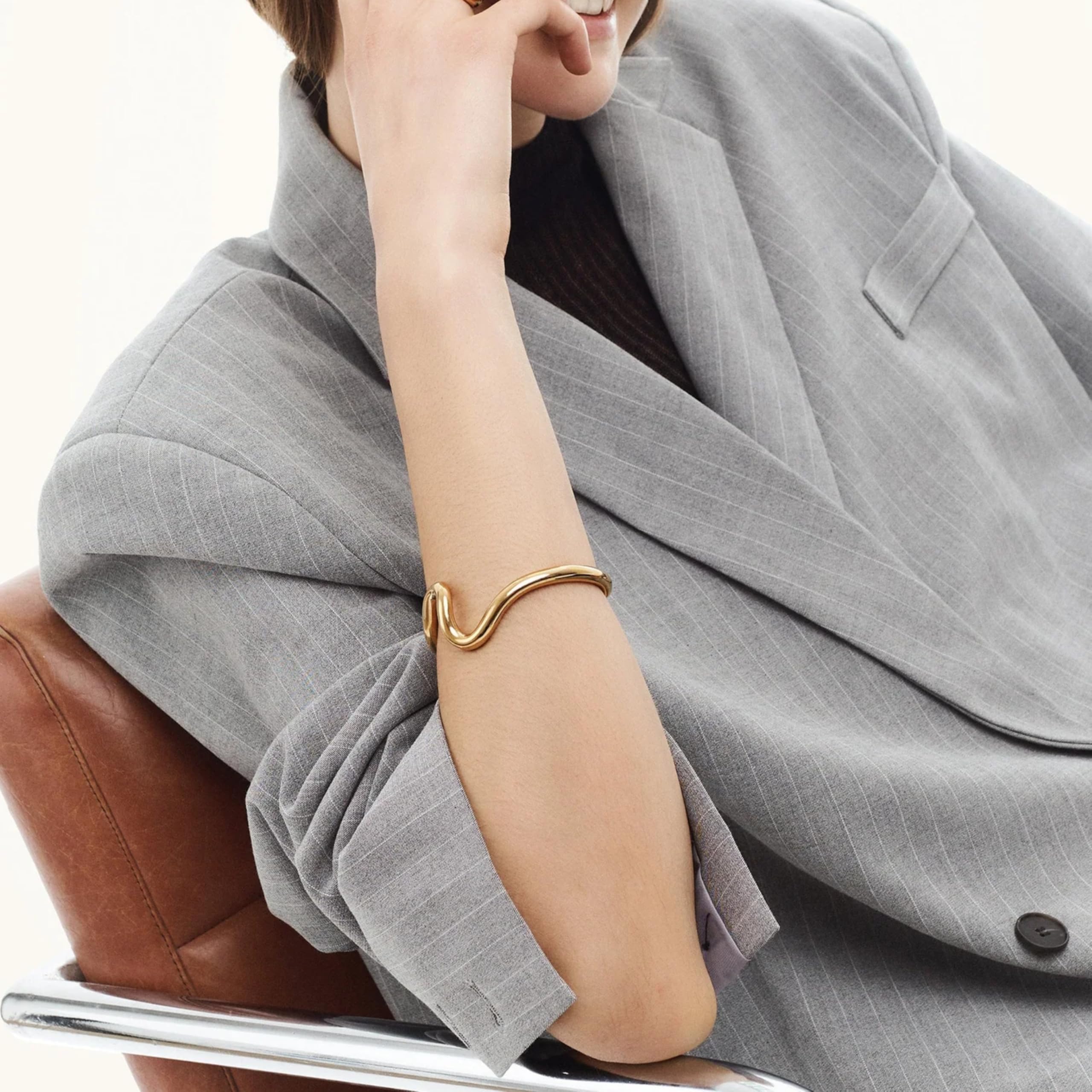 Hey Harper Gold Cuff Bracelet - Bangle Trendy Chunky Non Tarnish Gold Cute Stackable Waterproof Bracelet - Gift for Women - Simple Minimalist Unique Statement Jewelry - Image 4