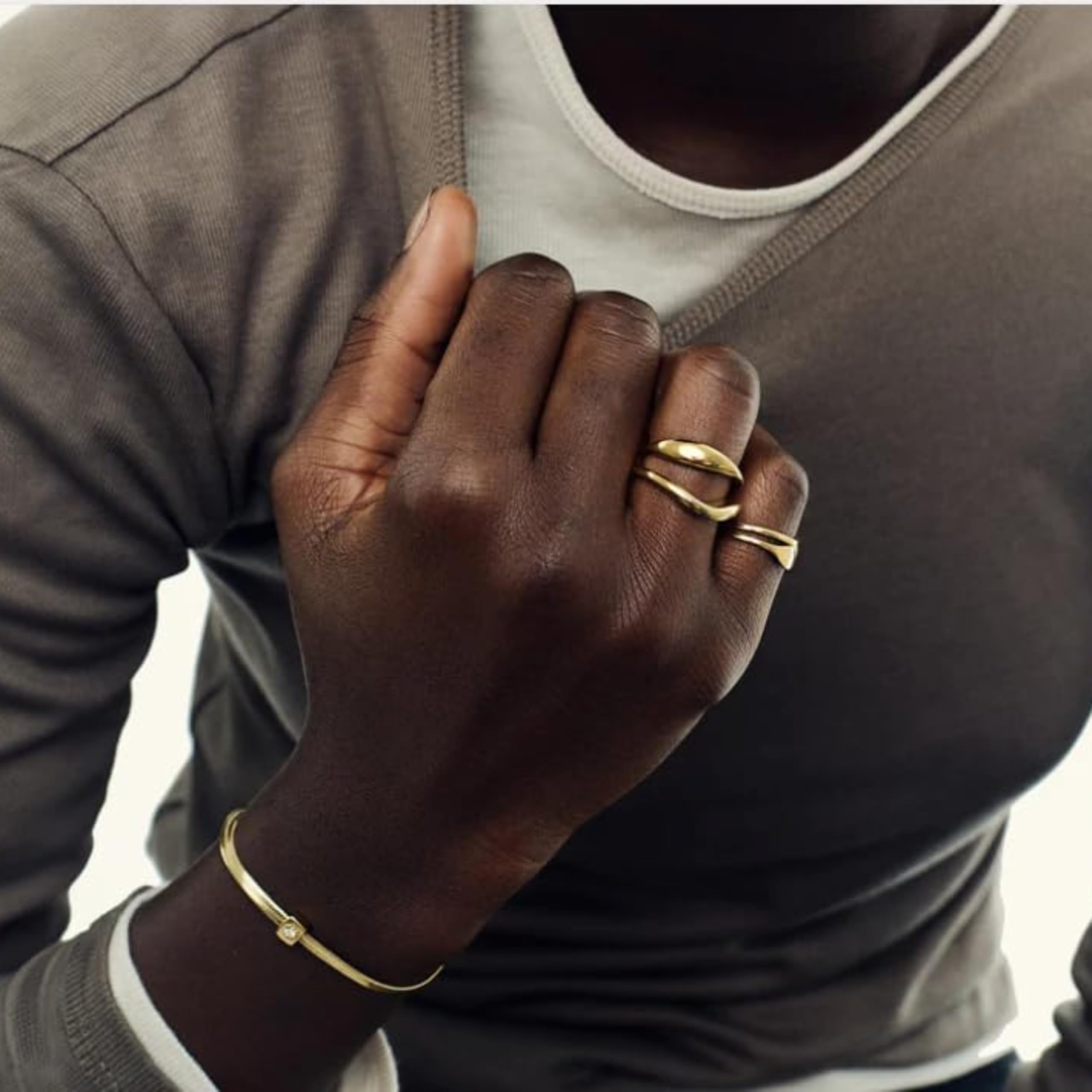 Hey Harper Gold Ring for Women - Gold Plated Stacking Waterproof & Sweatproof Jewerly Ring - Everday Non Tarnish Cute Fashion Circle Rings - Image 4