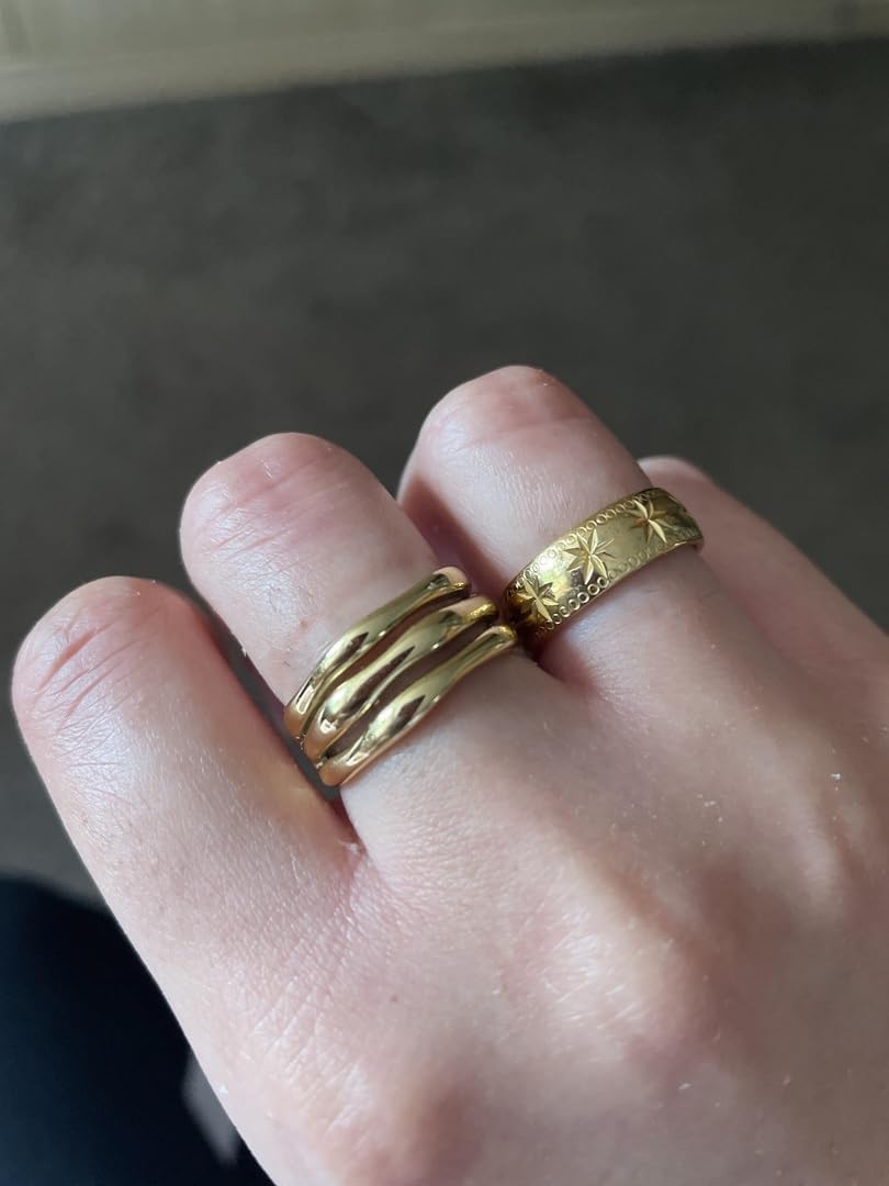 Hey Harper Gold Ring for Women - Gold Plated Stacking Waterproof & Sweatproof Jewerly Ring - Everday Non Tarnish Cute Fashion Circle Rings - Image 7