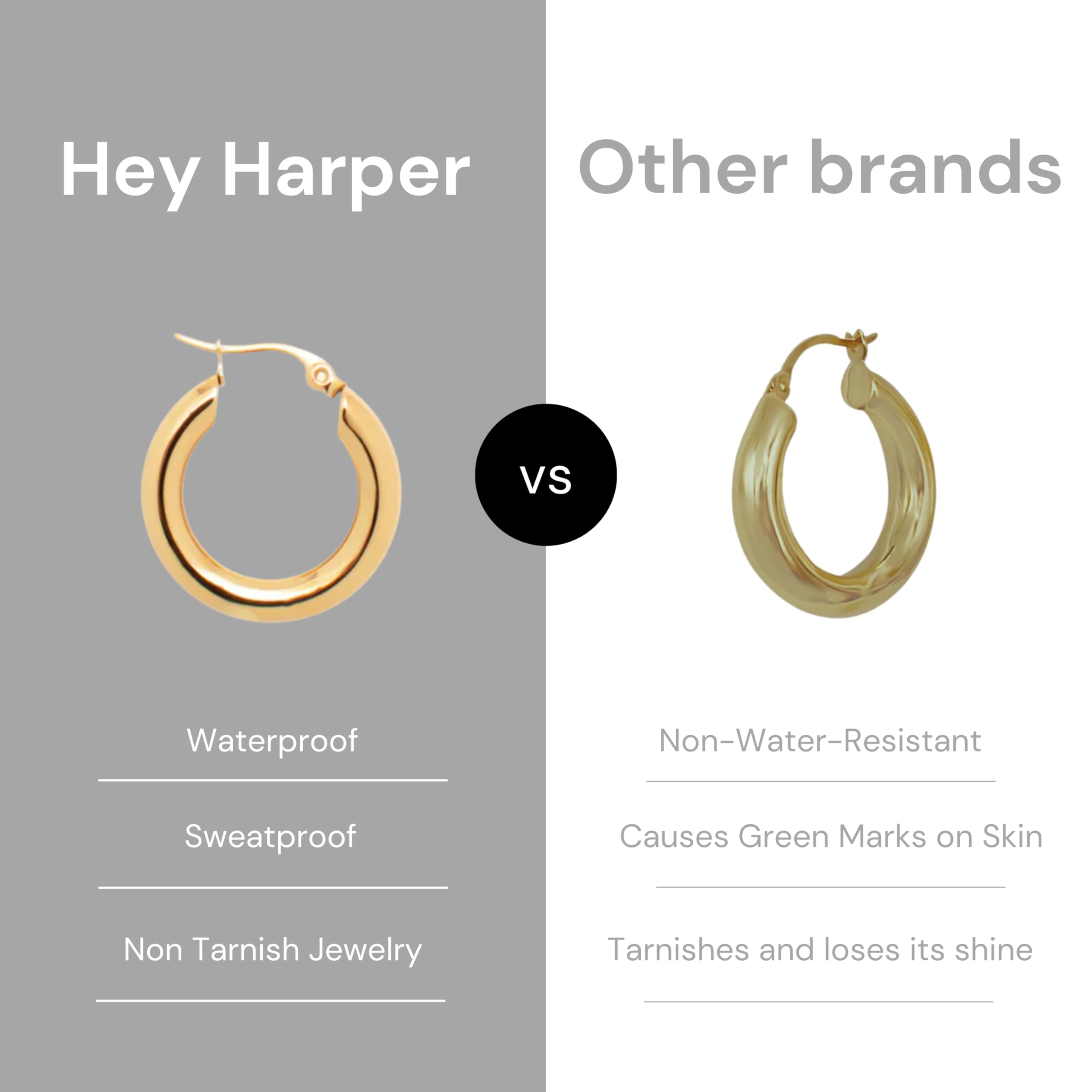 Hey Harper Hoop Earrings For Women Trendy - Lightweight Waterproof & Sweatproof Jewerly - Image 5